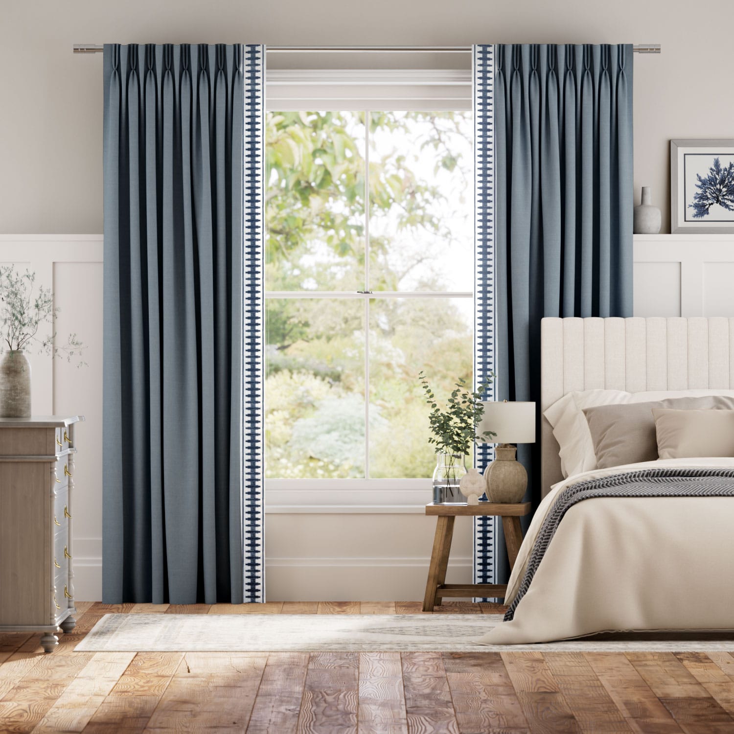Bijou Linen Denim & Ascott Indigo Curtains