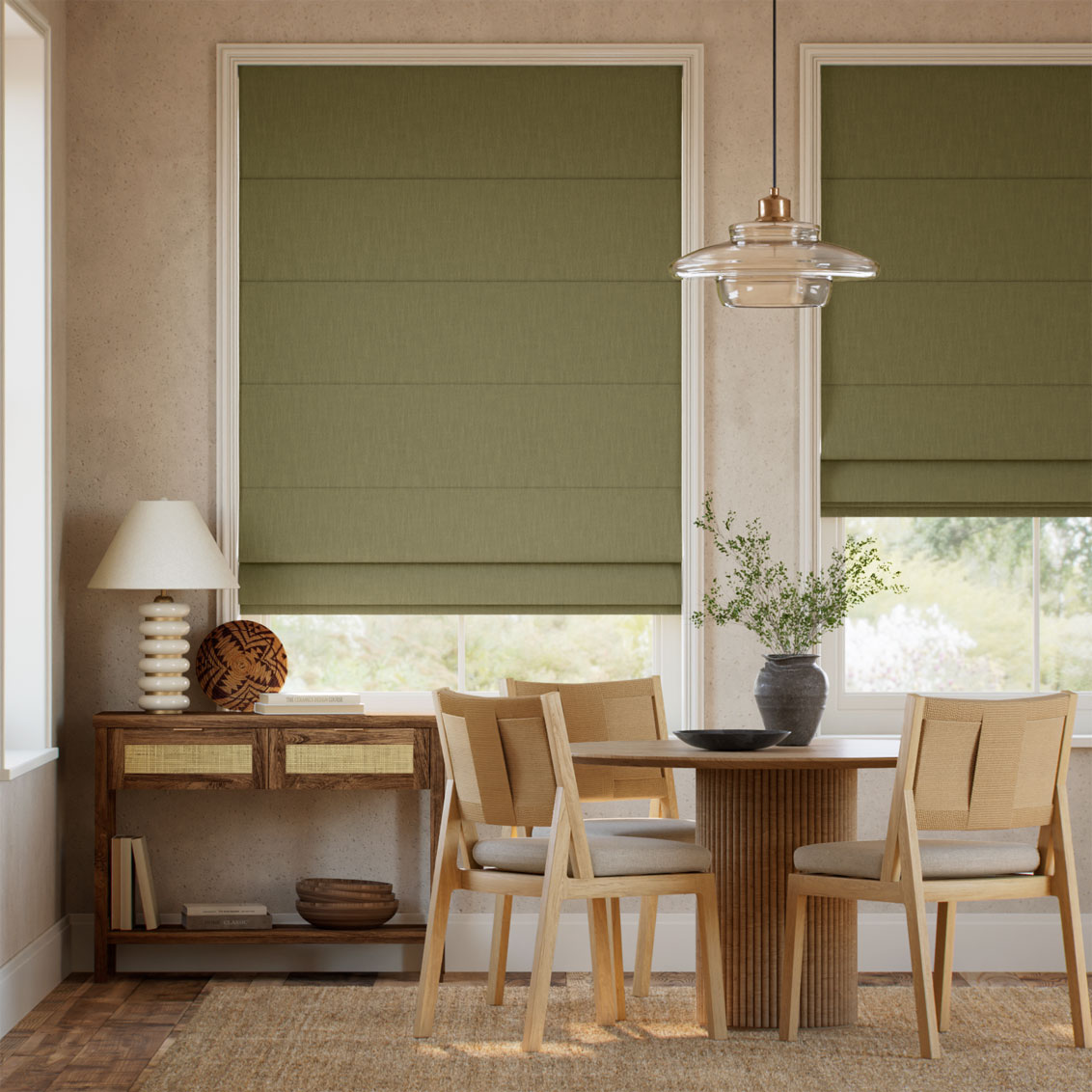 Bijou Linen Olive ローマンシェード