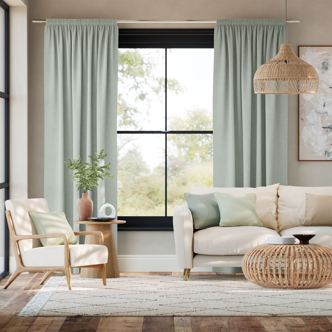 Bijou Linen Seafoam カーテン