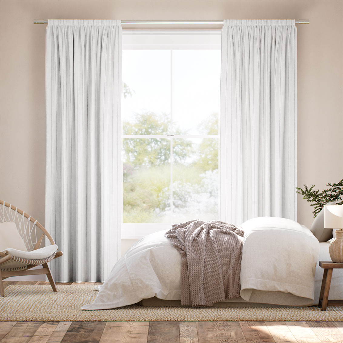 Cairo Stripe Parchment Curtains