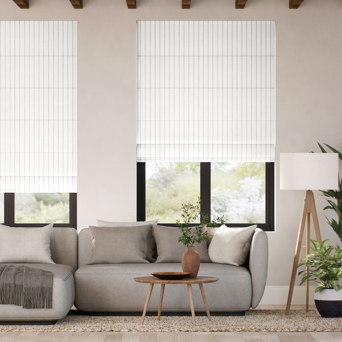 Cairo Stripe Parchment Roman Blind