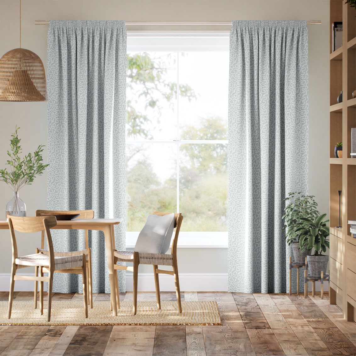 Carina Jacquard Winter Blue Curtains