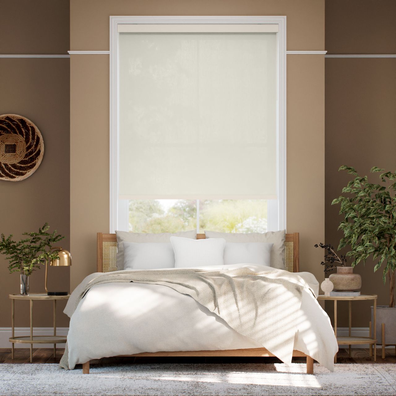 【カーテンレール可】非遮光 アイボリー ロールスクリーン