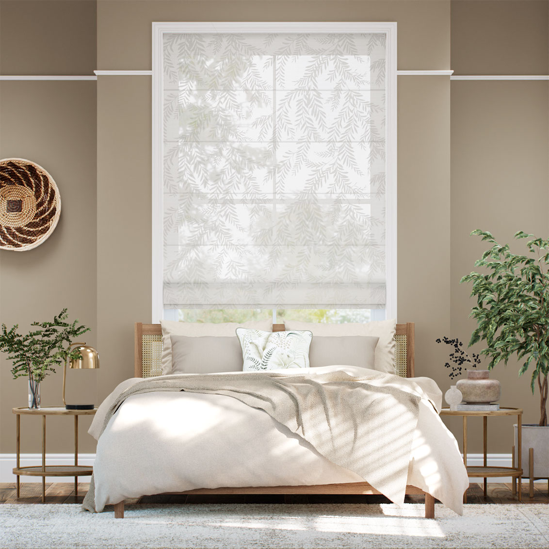 Dappled Ferns Ice White Roman Blind