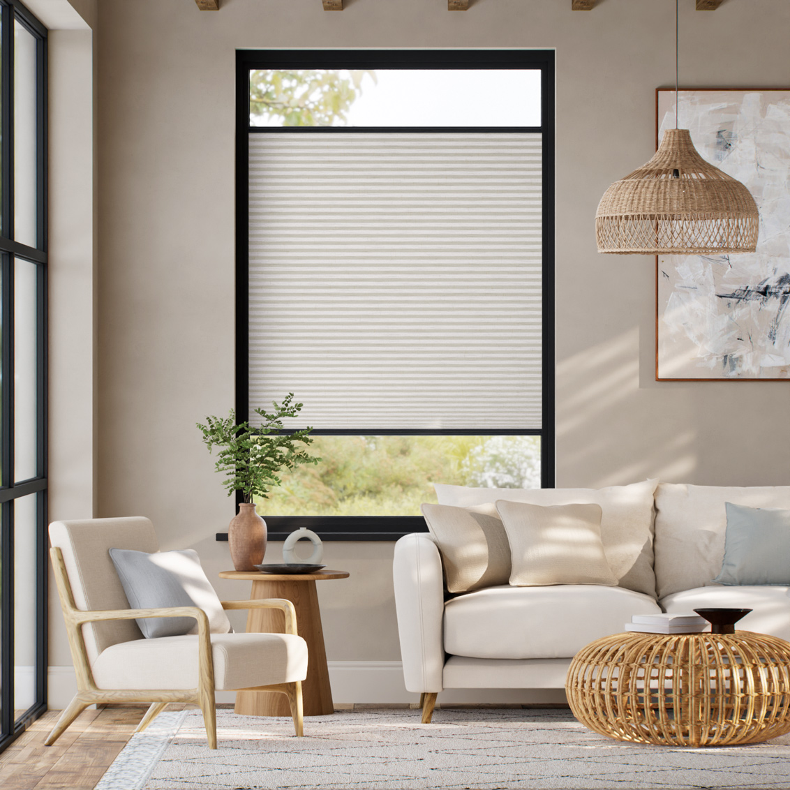 DuoShade Crackle Alabaster Stick2Fit Pleated