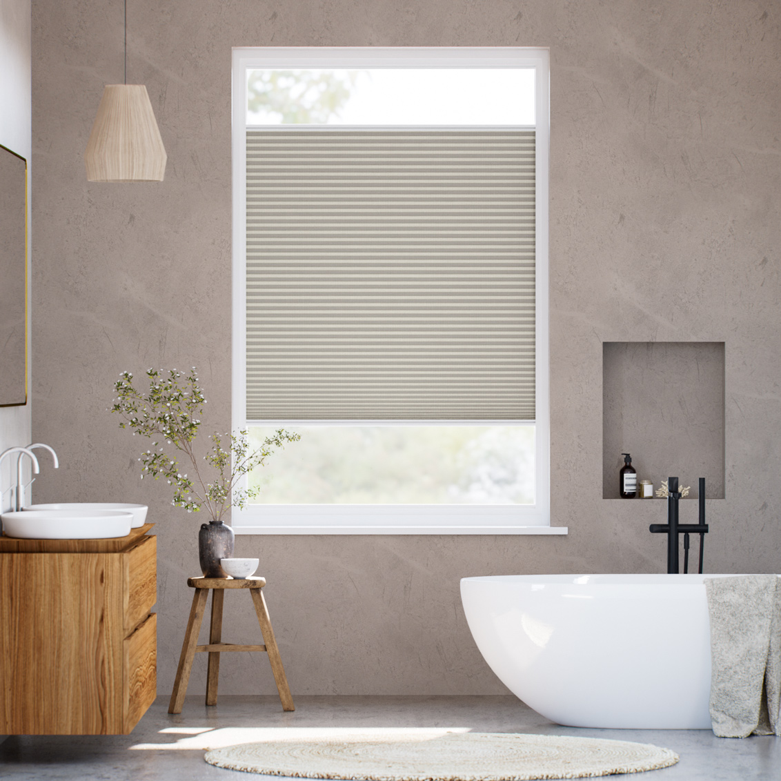 DuoShade Mosaic Warm Grey Stick2Fit Pleated