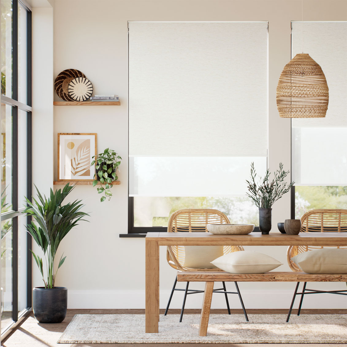 テストダブルロール＜電動＞　Electric Double Roller Chennai Linen White Double Roller Blind