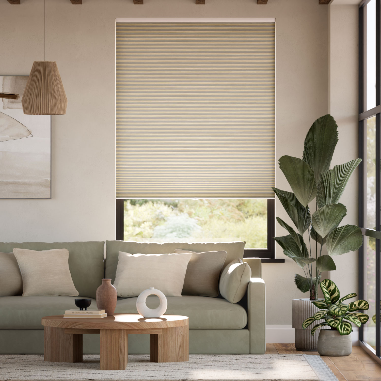 Electric DuoShade Cordless Grain Parchment Thermal Blind