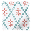 ２Floral Trellis Aqua & Spice Roller Blind サンプルの写真