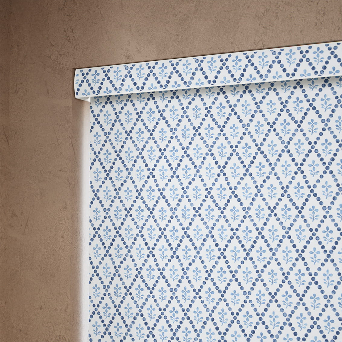 ２Floral Trellis Blue Roller Blind