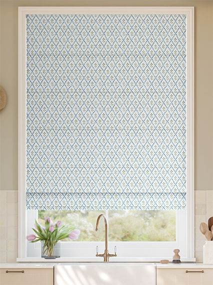 Floral Trellis Blue & Green ローマンシェード サムネイル写真