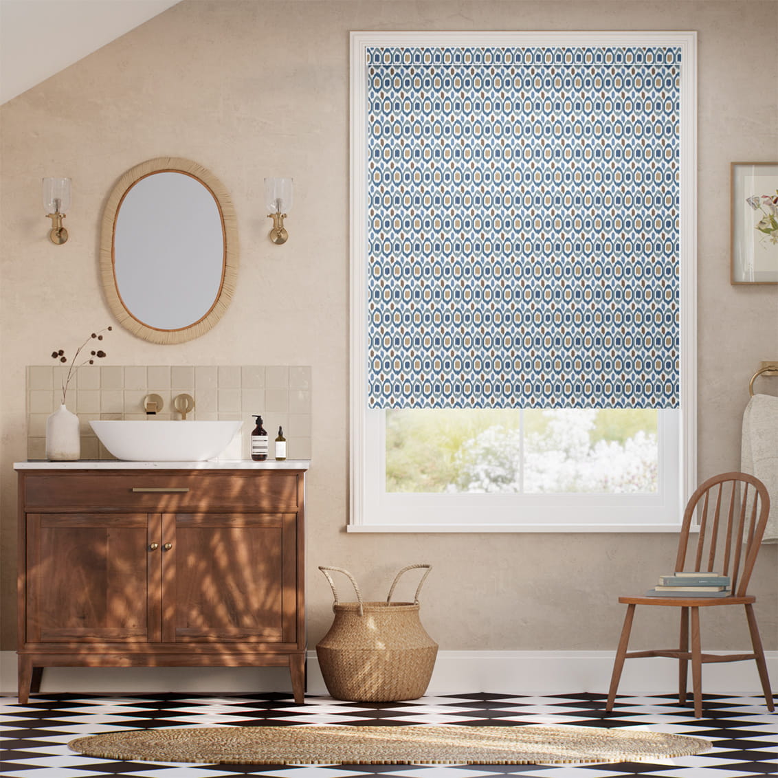 ２Inca Spot Blue Roller Blind