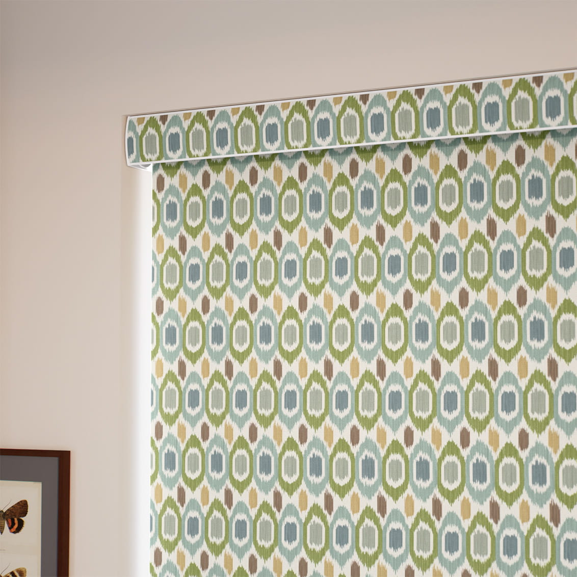 ２Inca Spot Green & Aqua Roller Blind