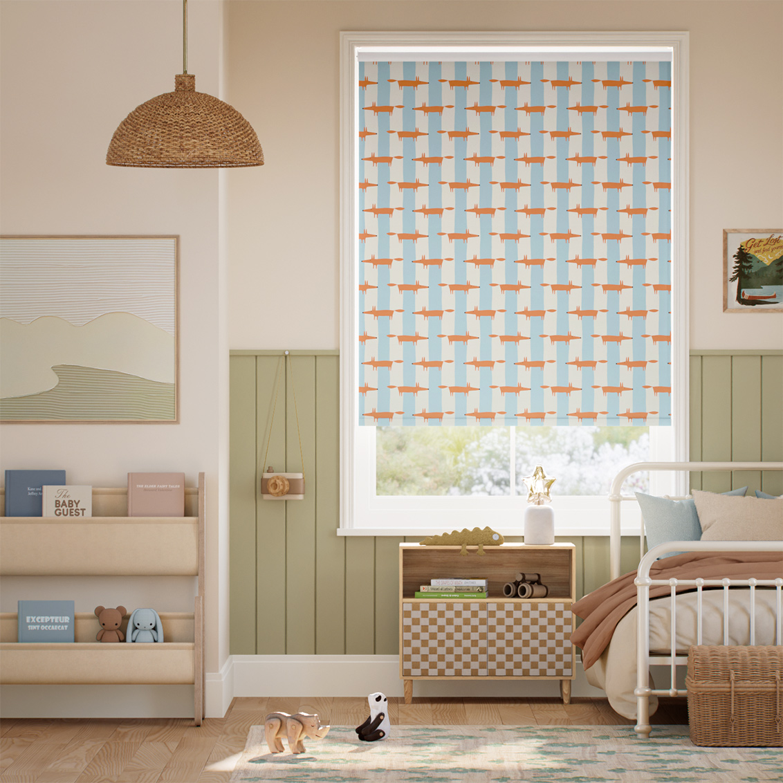 １ー2ミスターフォックス・ストライプ　スカイ Roller Blind