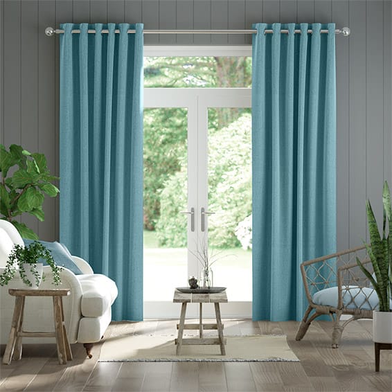 Paleo Linen Delft Blue Curtains