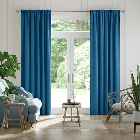 Paleo Linen Ocean Blue Curtains