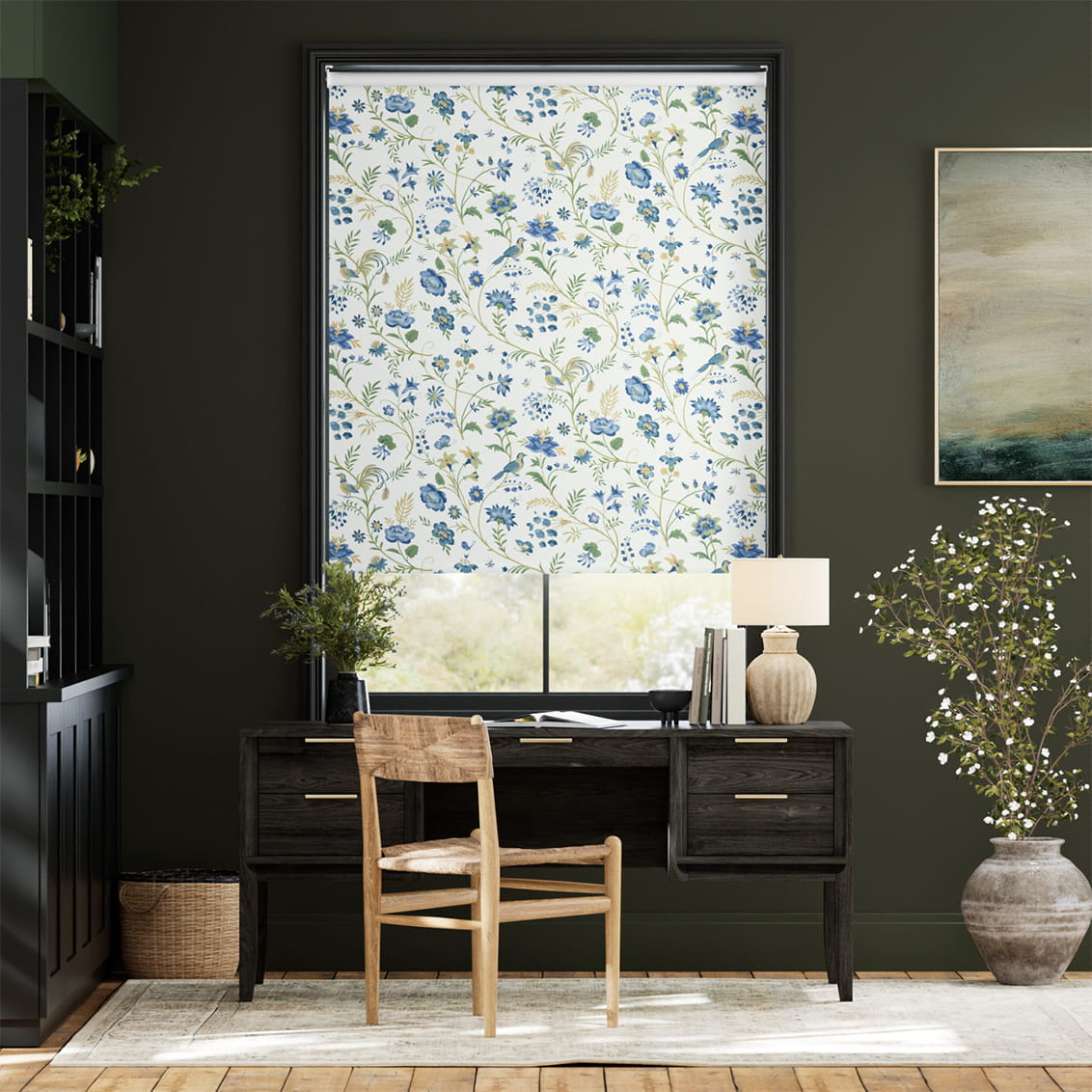 ２Songbird Blue & Green Roller Blind