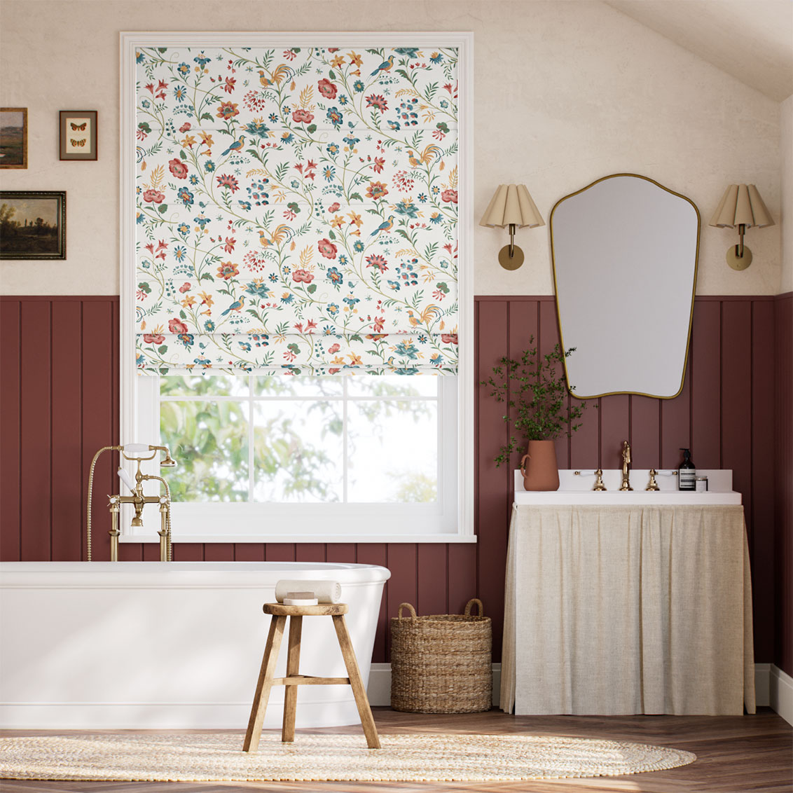 ２Songbird Teal & Spice Roman Blind