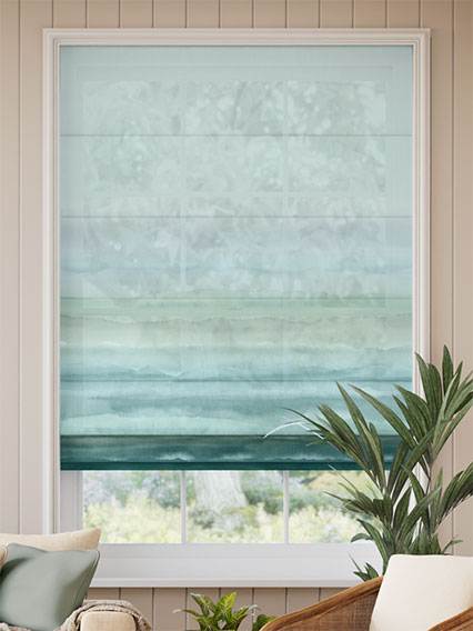 Strata Stripe Voile Ocean ローマンシェード サムネイル写真
