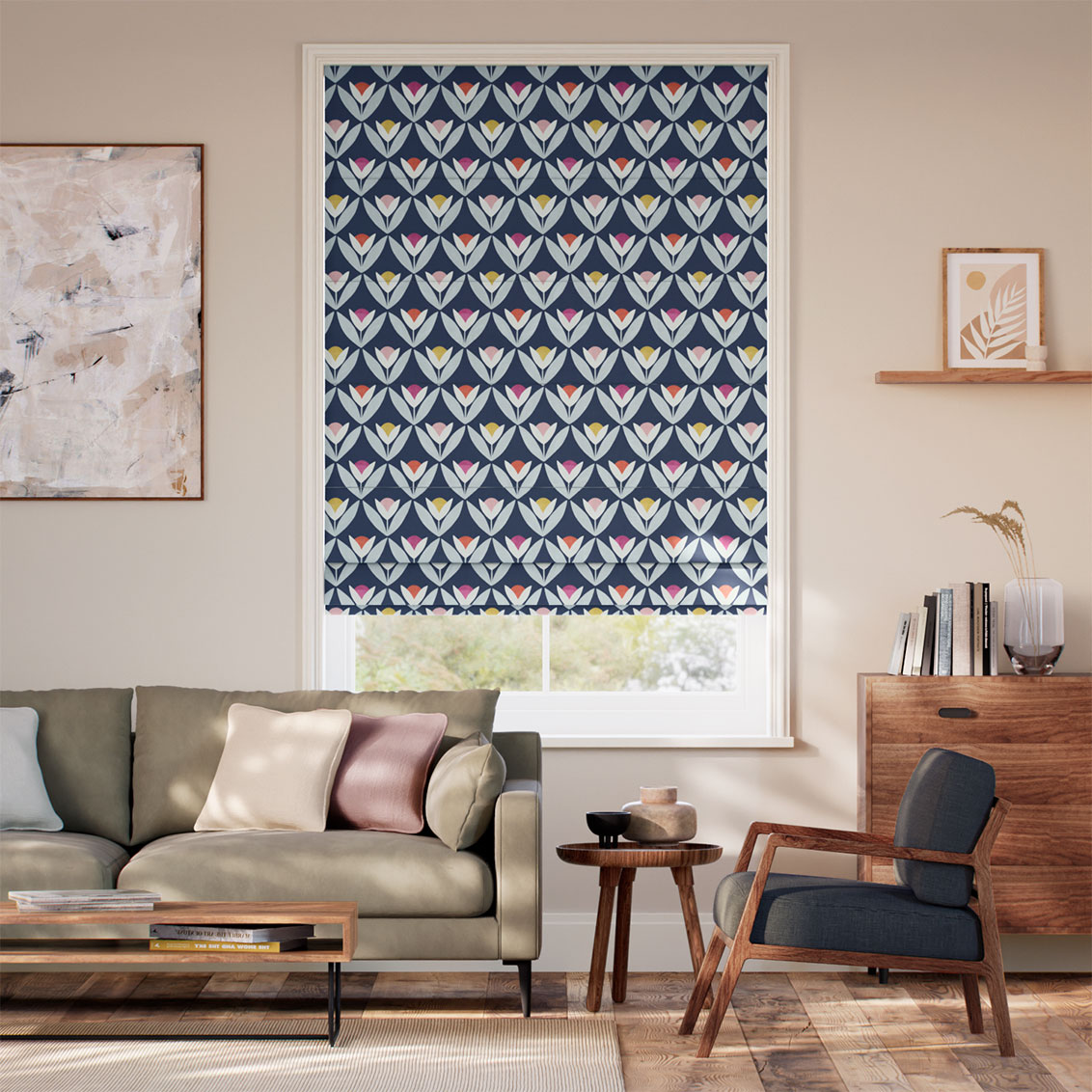1−2Tulip Trellis Twilight Roman Blind