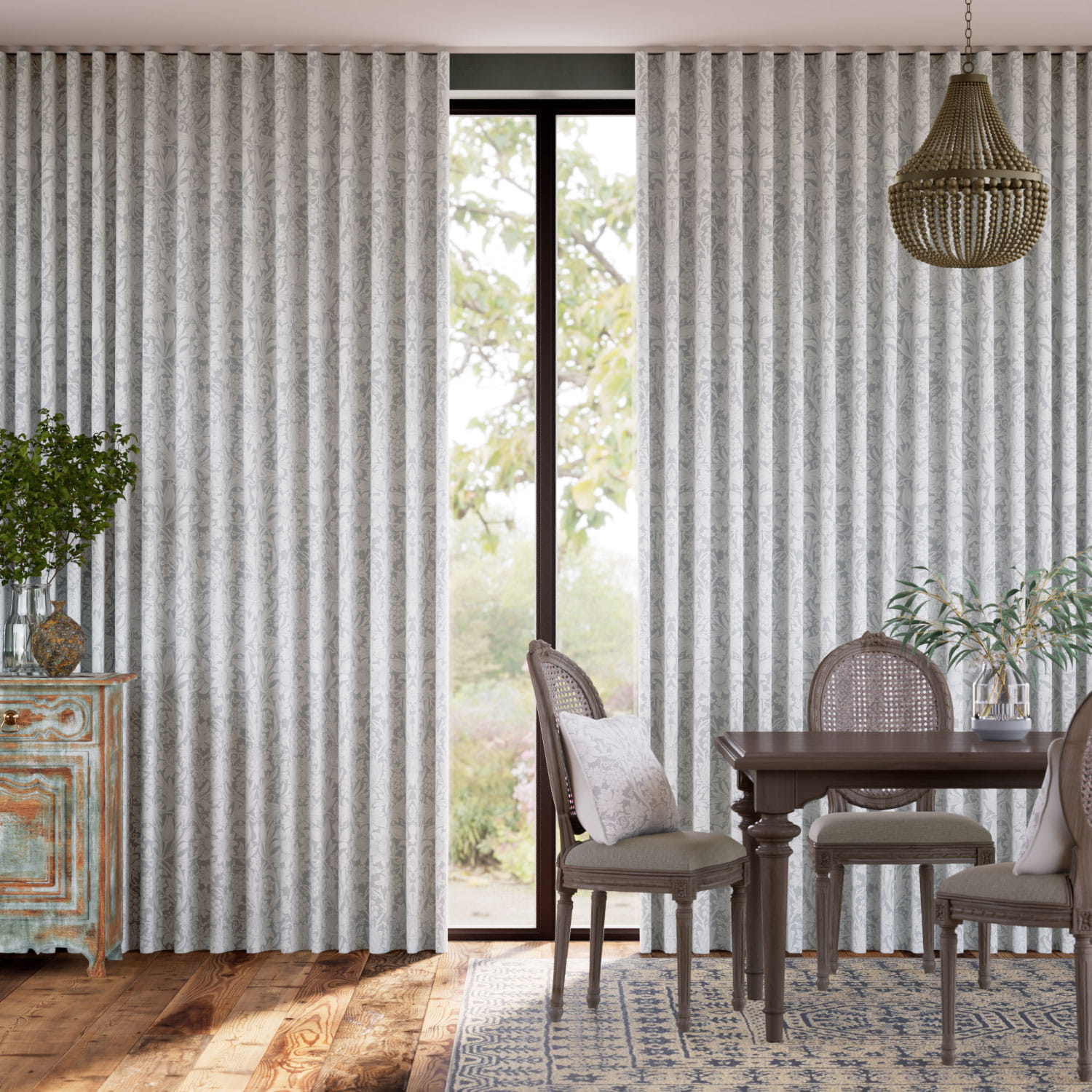 William Morris Sunflower Silver Grey Curtains