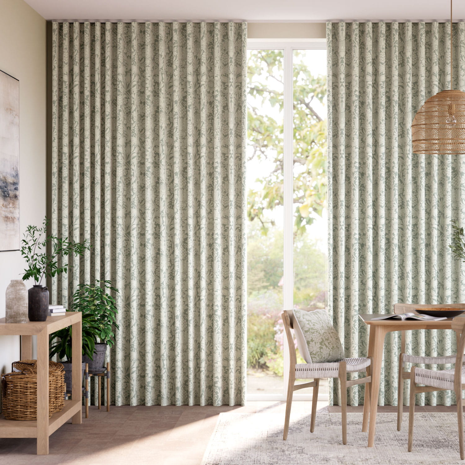 William Morris Sunflower Soft Green Curtains