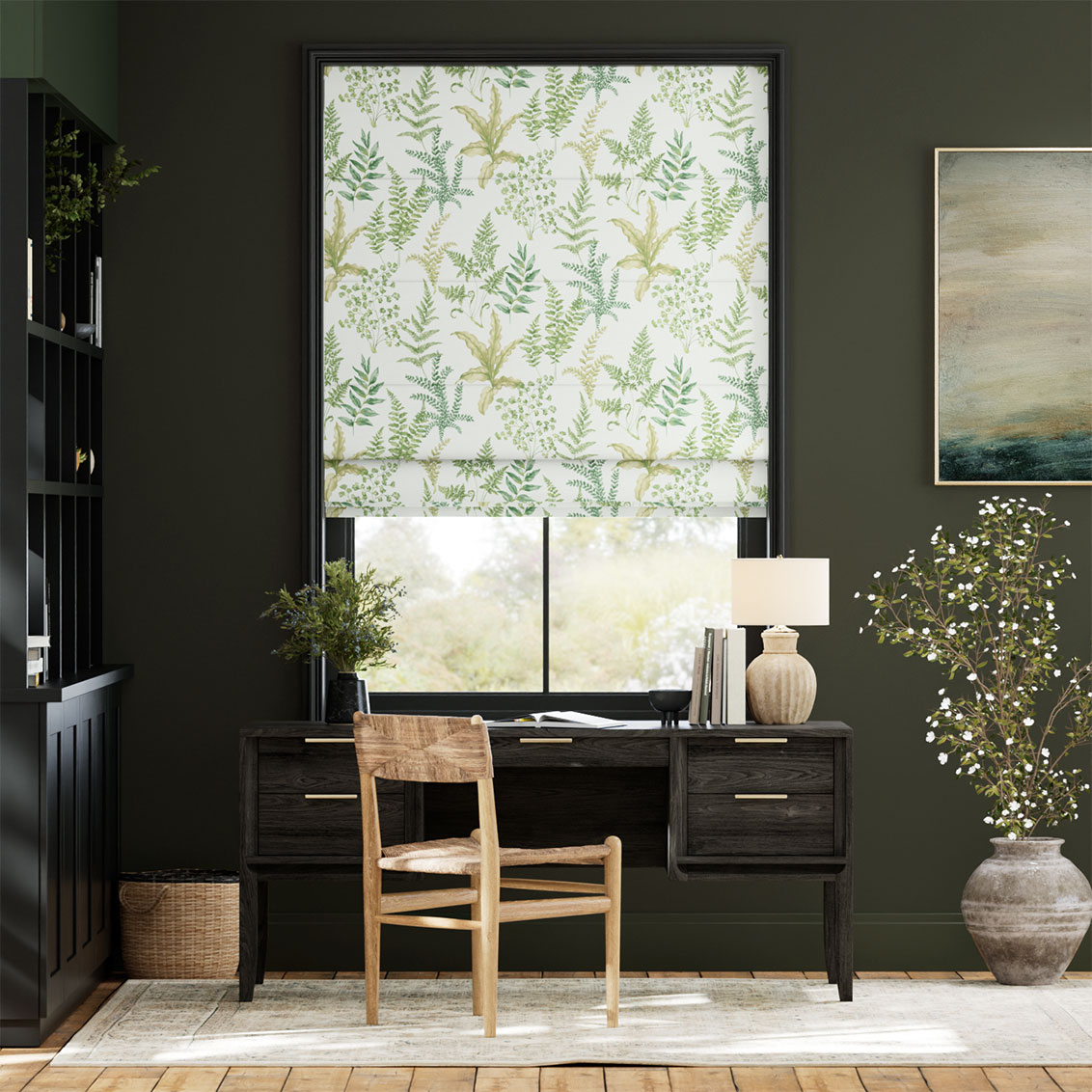 ２Woodland Fern Green Roman Blind
